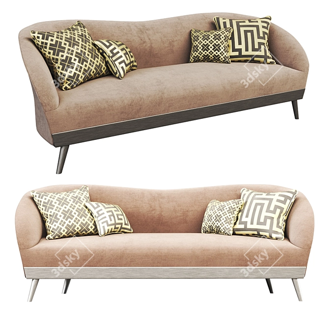 Luxe Three-Seater Sofa: Stylish Comfort 3D model image 2