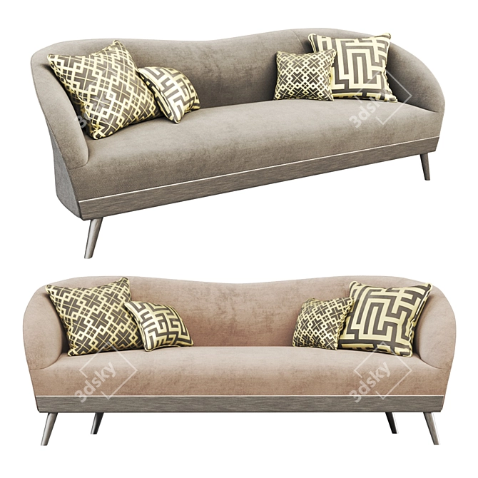 Luxe Three-Seater Sofa: Stylish Comfort 3D model image 3