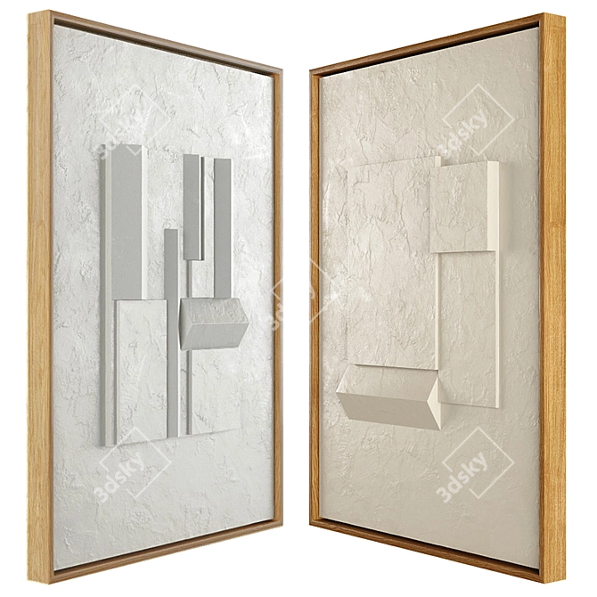 Abstract Relief Artwork in Plaster 3D model image 2