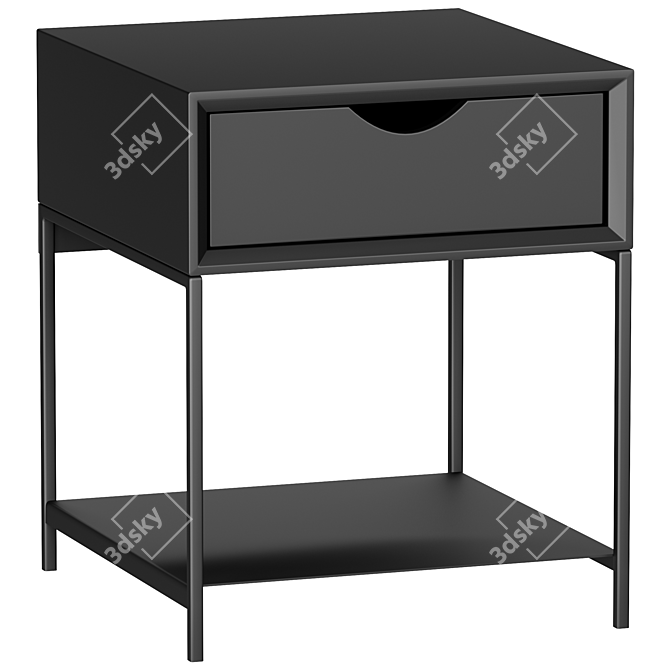 Sleek Metal Bedside Table 3D model image 1