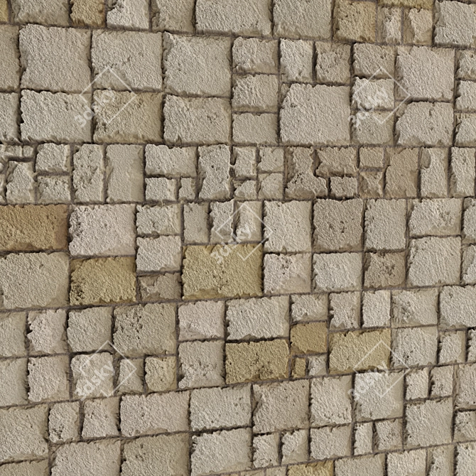 3 Color Stone Wall Material Pack 3D model image 2