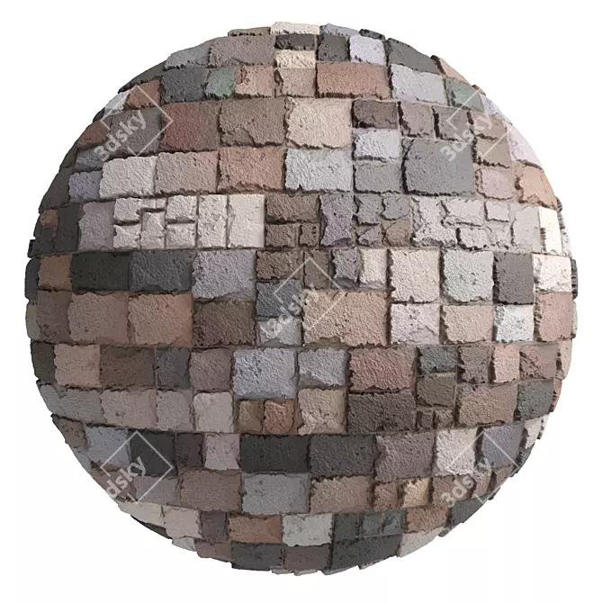 3 Color Stone Wall Material Pack 3D model image 3