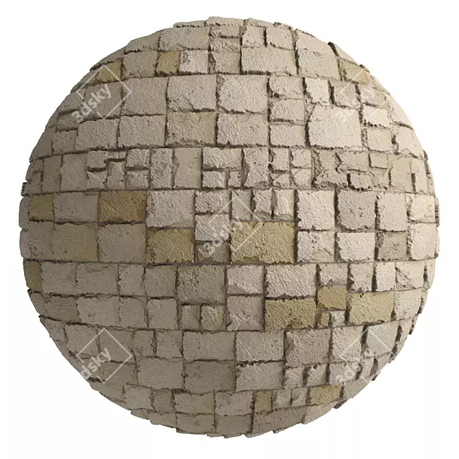 3 Color Stone Wall Material Pack 3D model image 5