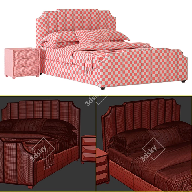 Bayonne Bed: High-Quality, Unwrapped Design 3D model image 7