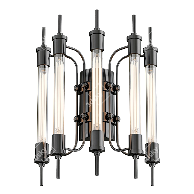 5-Light Linear Ceiling Fixture 3D model image 1