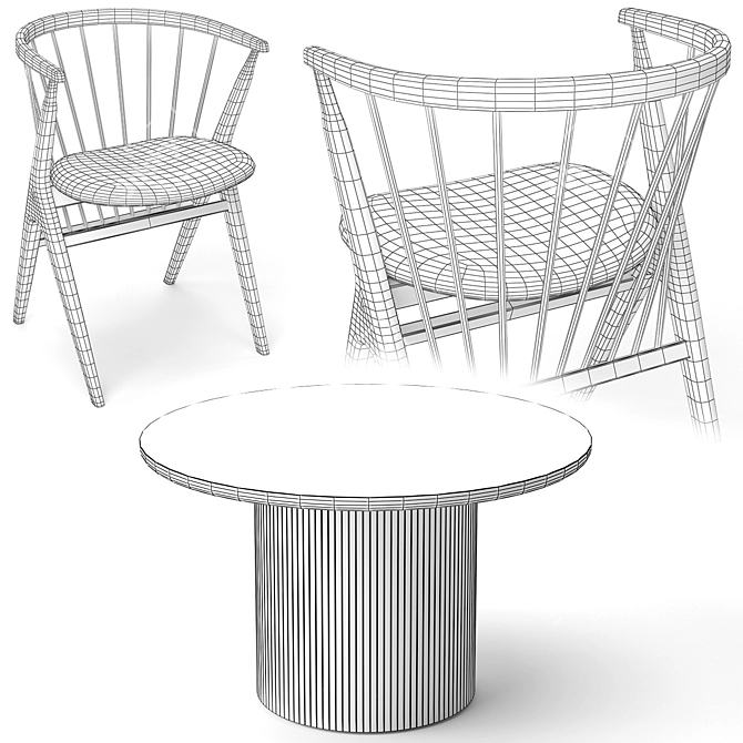 Modern Dining Table Set 3D model image 5