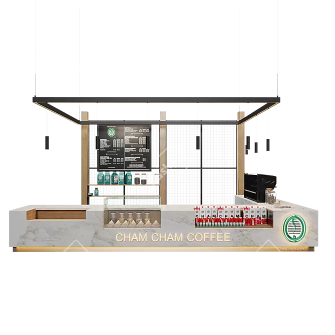 Coffee Shop Counter with Equipment and Decor 3D model image 2