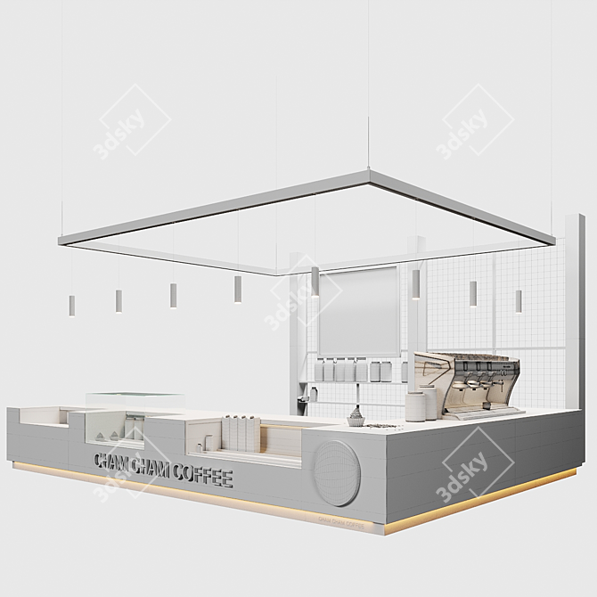 Coffee Shop Counter with Equipment and Decor 3D model image 4