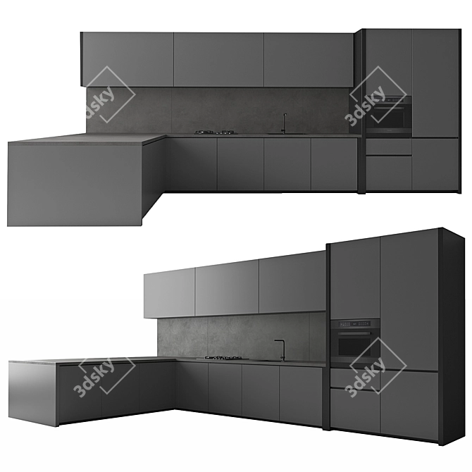 Sleek ALEA Kitchen Collection 3D model image 1