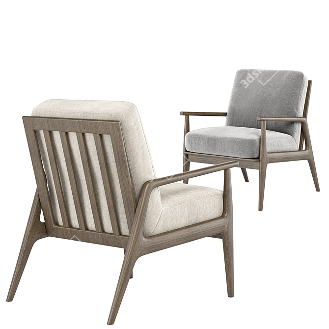 Title: Modern Mid Century Chair Set 3D model image 4