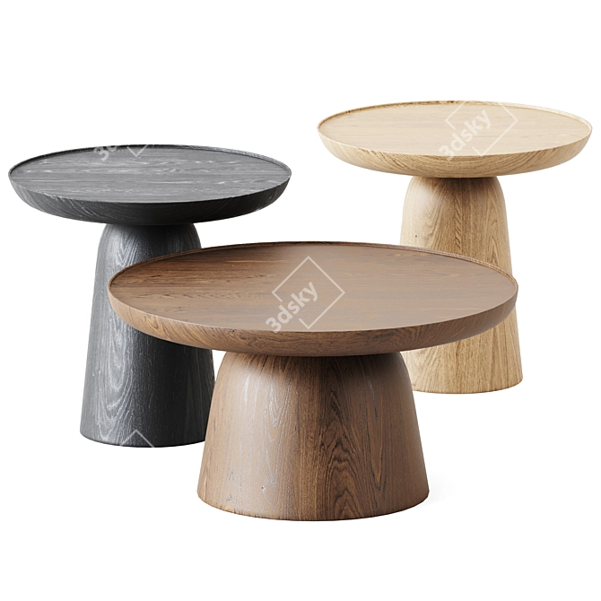Elegant Wooden Coffee Tables 3D model image 1
