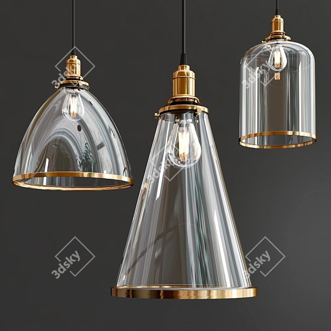 Elegant Franklin Glass Pendant 3D model image 1