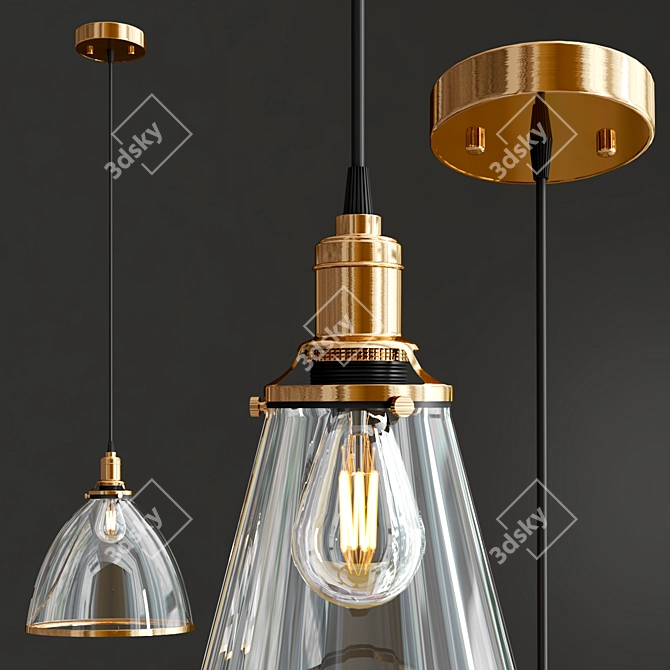 Elegant Franklin Glass Pendant 3D model image 2