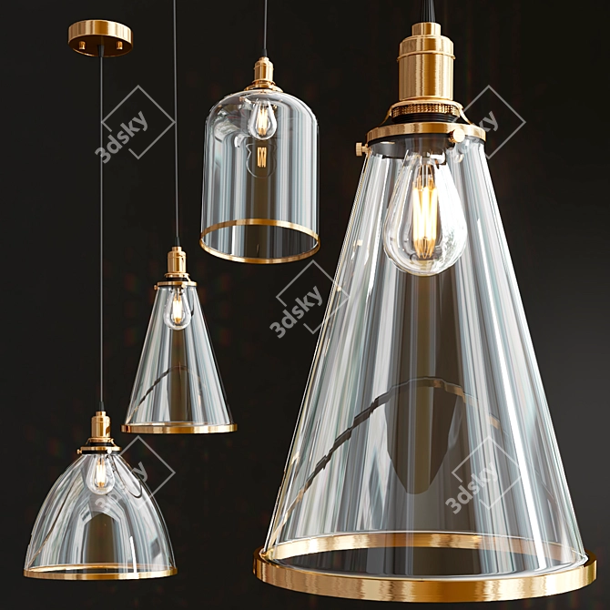 Elegant Franklin Glass Pendant 3D model image 3