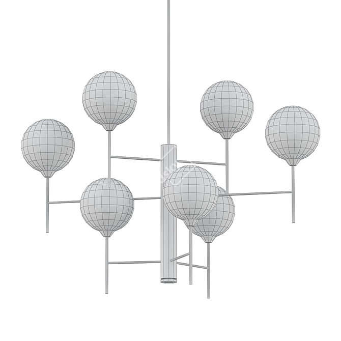 Rustic Bison Chandelier 3D model image 2