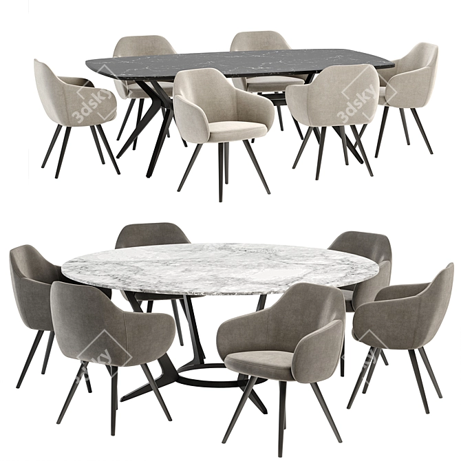 "Stylish Cadira Dining Set: Variety of Colors and Shapes 3D model image 1