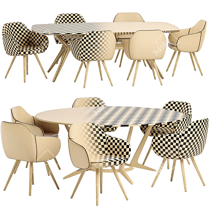 "Stylish Cadira Dining Set: Variety of Colors and Shapes 3D model image 4