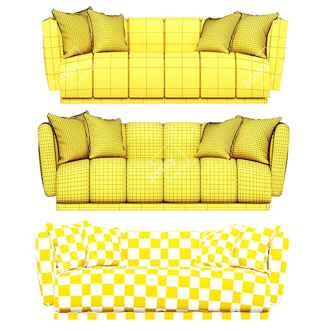 Herbie 3-Seat Sofa: Sleek, Stylish, and Comfortable 3D model image 3