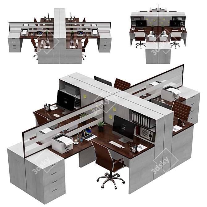 Modern Office Furniture Set 3D model image 1