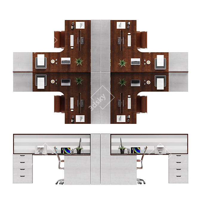 Modern Office Furniture Set 3D model image 3