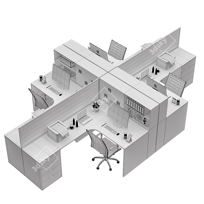 Modern Office Furniture Set 3D model image 4