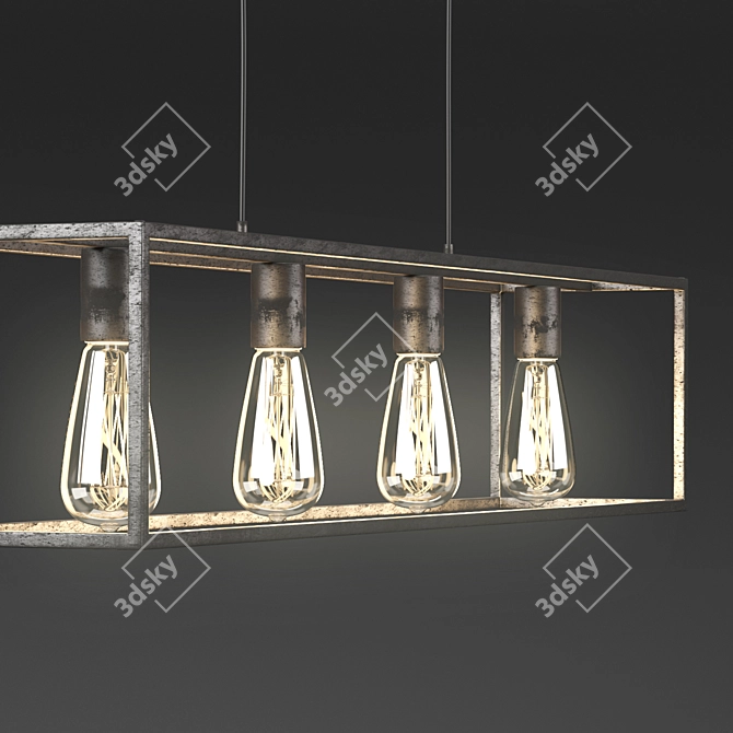 Industrial Silver Metal Ceiling Light 3D model image 3