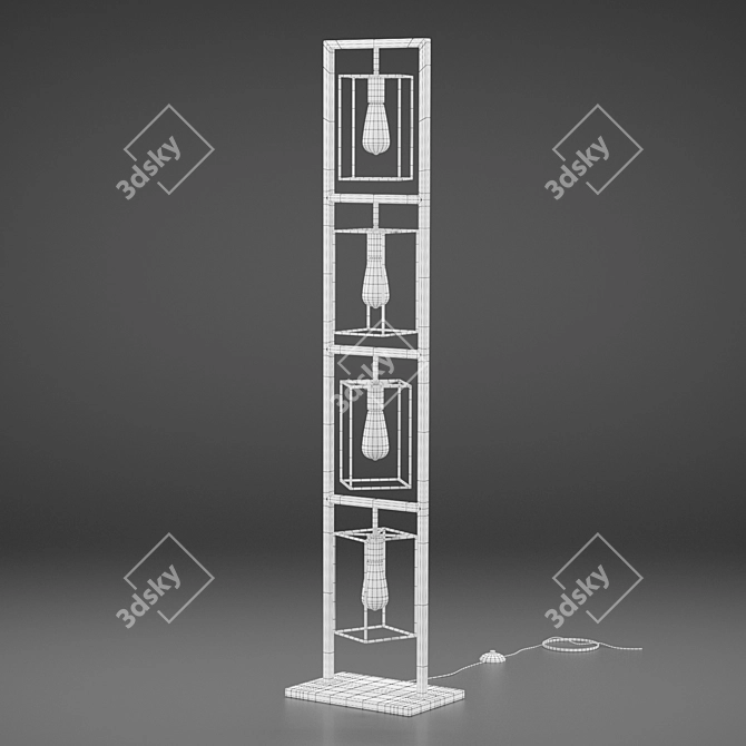 Industrial Vintage Floor Lamp 3D model image 4