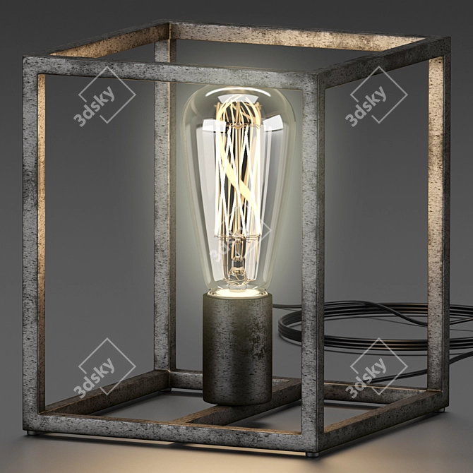 Stylish Industrial Table Lamp 3D model image 2