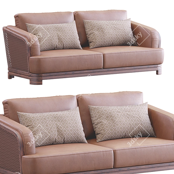 Borial Leather Sofa: Modern Elegance for Your Living Space 3D model image 1