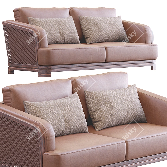 Borial Leather Sofa: Modern Elegance for Your Living Space 3D model image 2