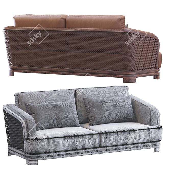 Borial Leather Sofa: Modern Elegance for Your Living Space 3D model image 4