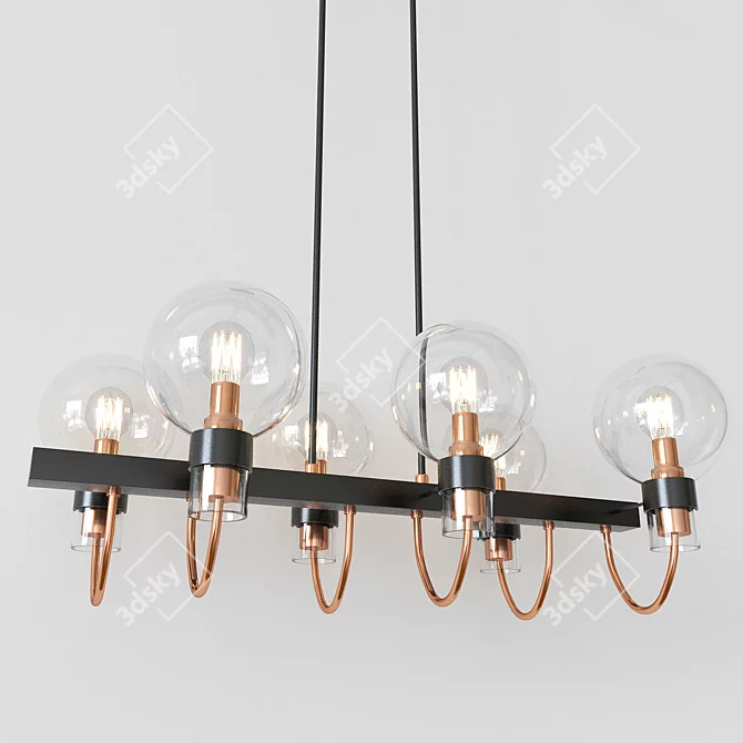 Sleek Bronze Bauhaus Chandelier 3D model image 2