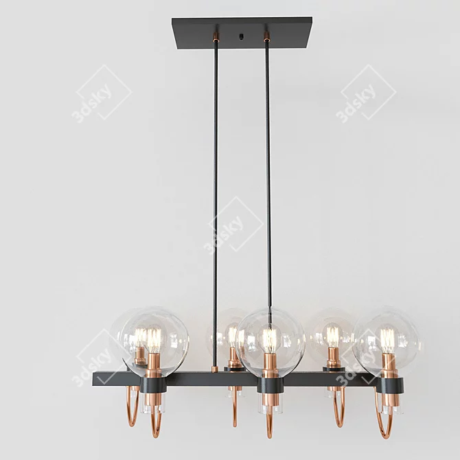 Sleek Bronze Bauhaus Chandelier 3D model image 4