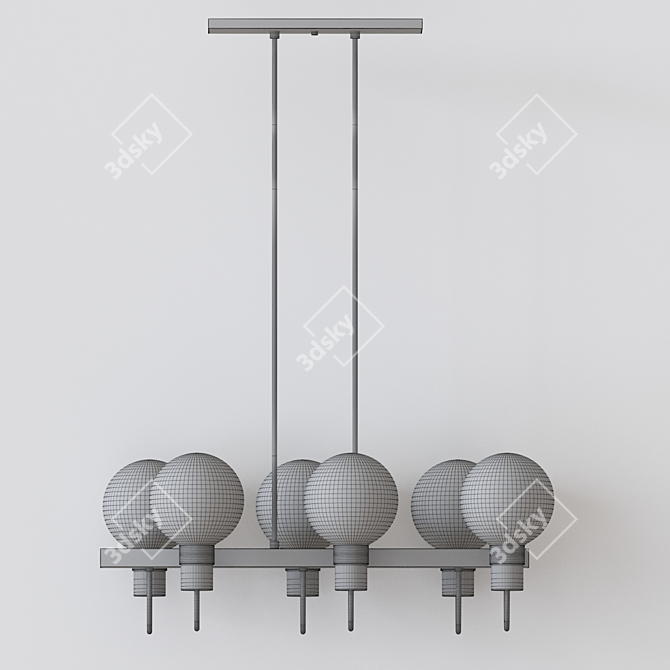 Sleek Bronze Bauhaus Chandelier 3D model image 5