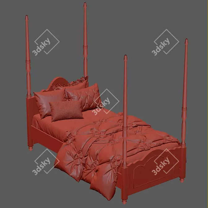 9-Column Children's Bed: Multiple Colors, 95x200cm 3D model image 7