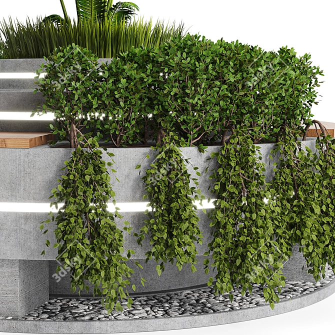 Urban Oasis Bench: Innovative Plant-Set Design 3D model image 3