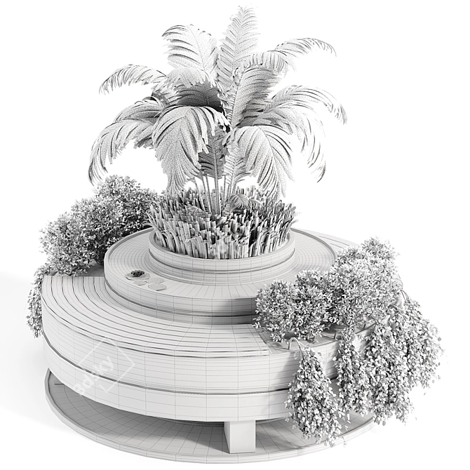 Urban Oasis Bench: Innovative Plant-Set Design 3D model image 5