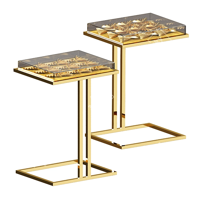 Gilded Gingko Cocktail Table: A Stunning Piece of Art 3D model image 1