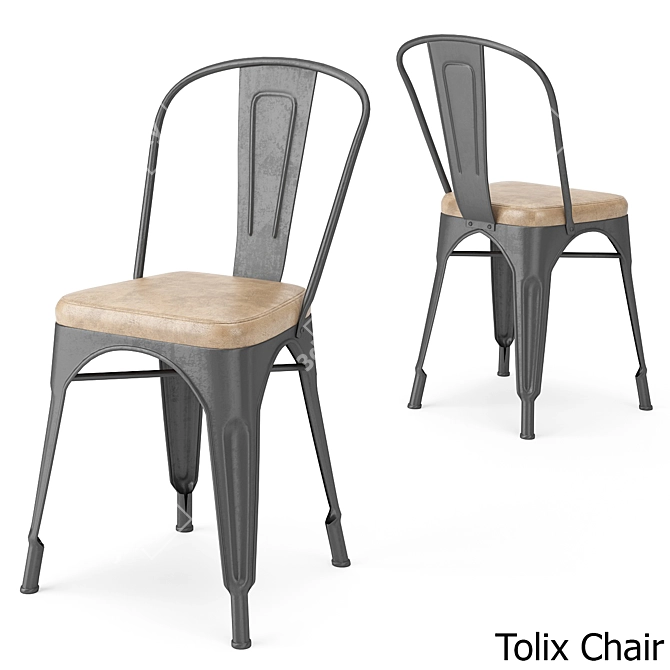 Tolix Metal Dining Set 3D model image 3