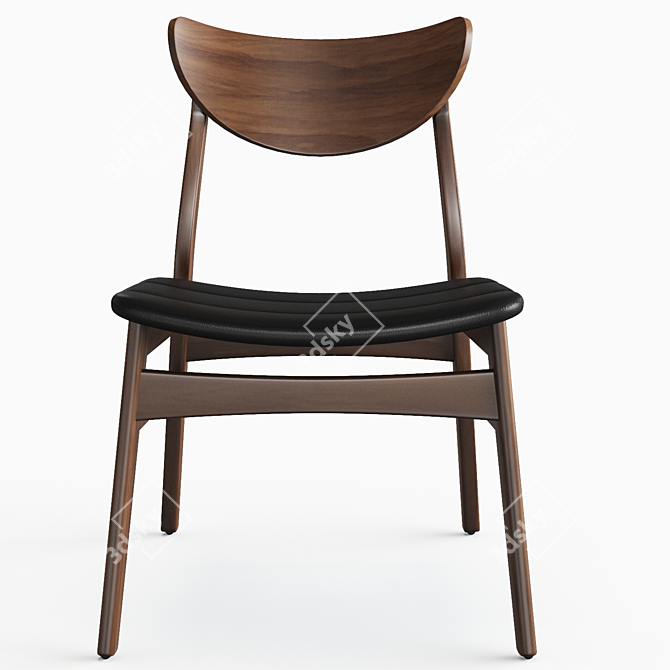 Modern Slat Back Side Chair 3D model image 2