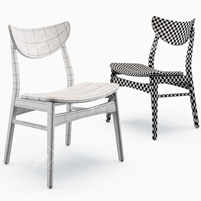 Modern Slat Back Side Chair 3D model image 5