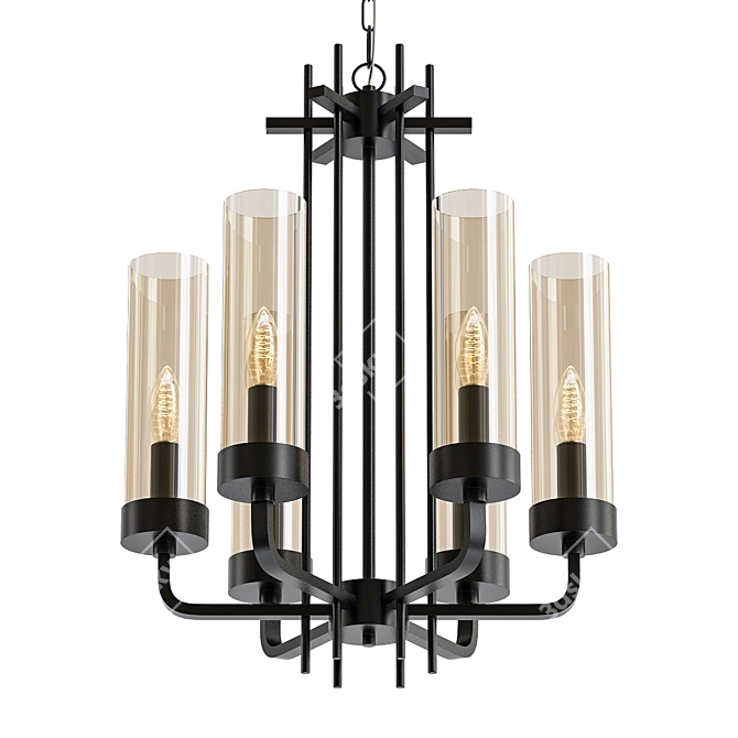 Elegant Black Pendant Chandelier 3D model image 1