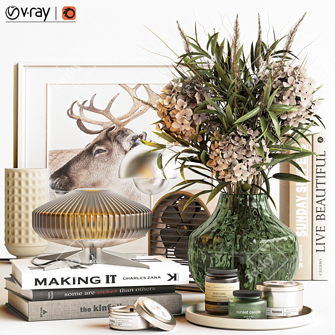 3Ds Max + VRay Decorative Set 3D model image 1