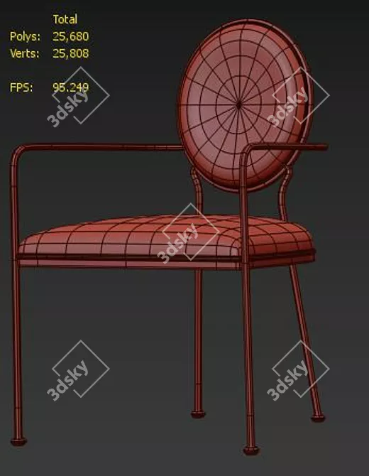 Elegant Cairo Linen Armchair 3D model image 6