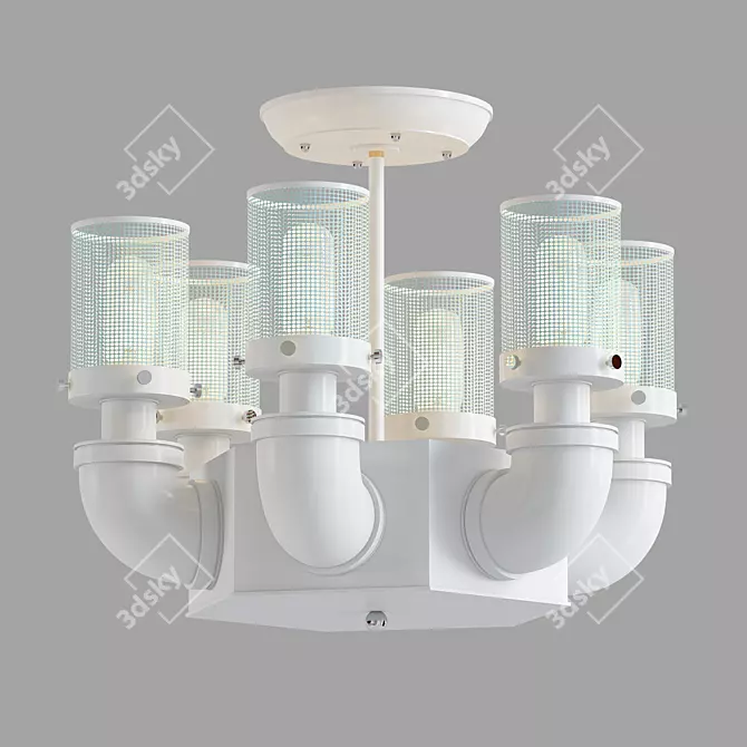 Industrial Loft Pipes Chandelier 3D model image 1