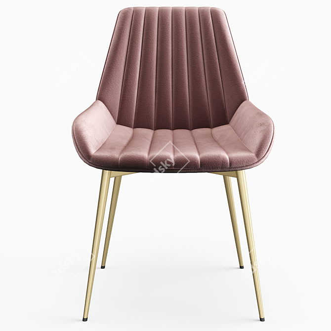 Plush Velvet Side Chair 3D model image 1