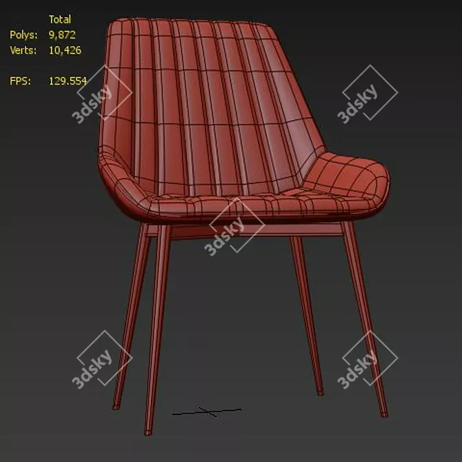 Plush Velvet Side Chair 3D model image 5