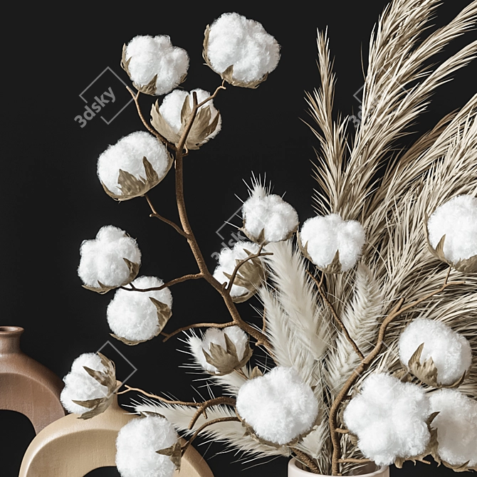 Modern Cotton Pampas Decoration Set 3D model image 4