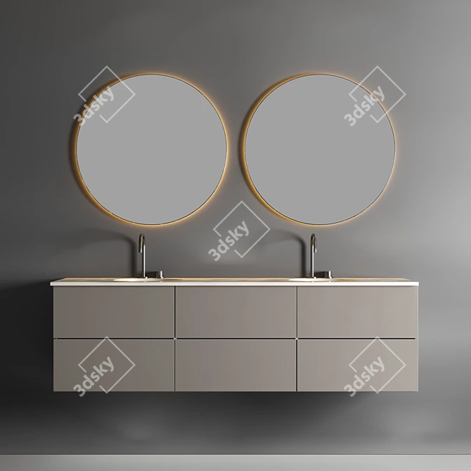 Modern Wooden Bathroom Set 3D model image 1