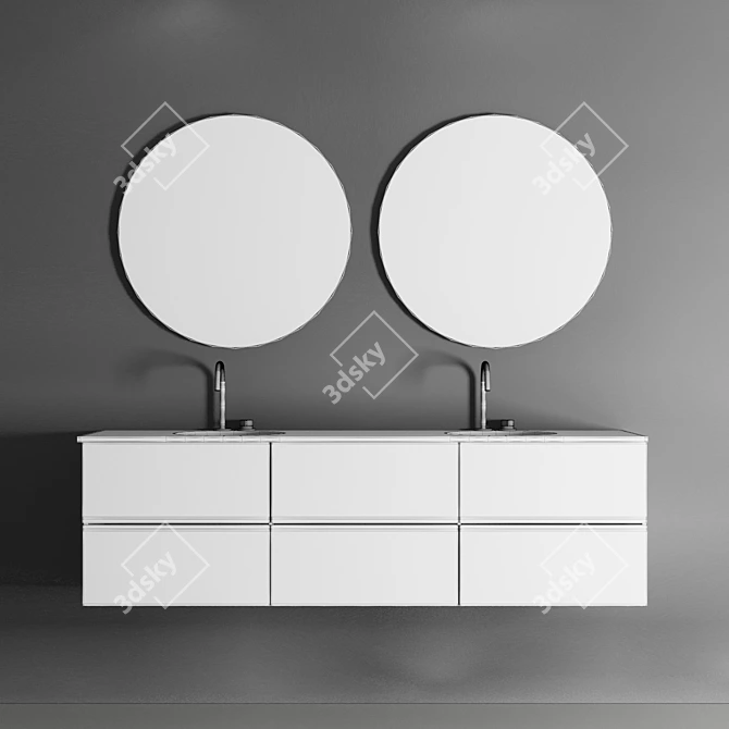 Modern Wooden Bathroom Set 3D model image 4